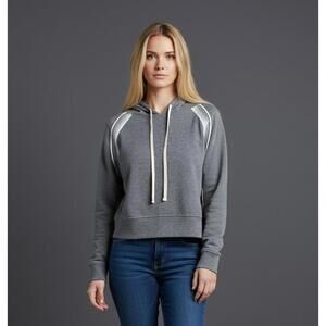 NWT Brooklyn Cloth Women's Cropped Hoodie Gray with Trim Long Sleeves Size L